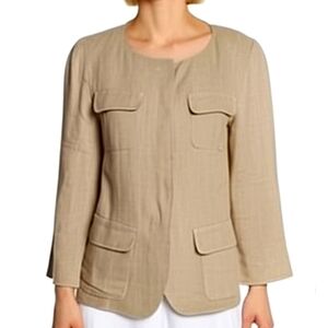MAX MARA WEEKEND Linen Safari Inspired Blazer Jacket